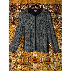 y2K Black & Silver Sparkle Rhinestone Evening Shrug sz XL Made in USA Vintage